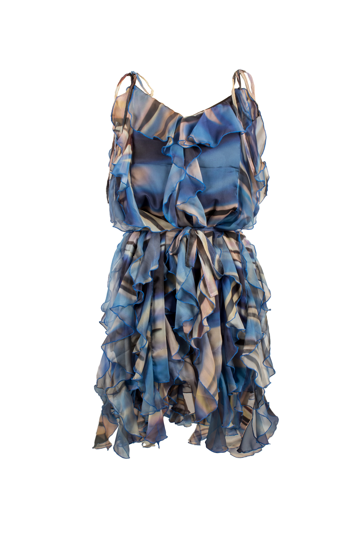 Шифонена рокля морски вълни </br>Sea waves chiffon dress</br> MARCHÉ MARCÉ Made in Bulgaria  